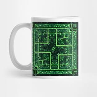 vivid aurora northern lights inspired square format design as puzzle and maze Mug